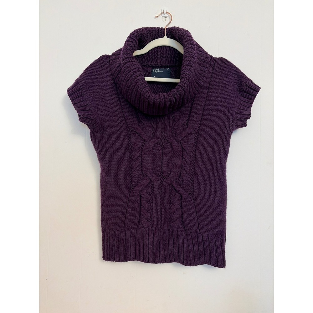American Eagle Sweater Vest Womens L Purple Wool Rabbit Hair Cable Y2K Preppy